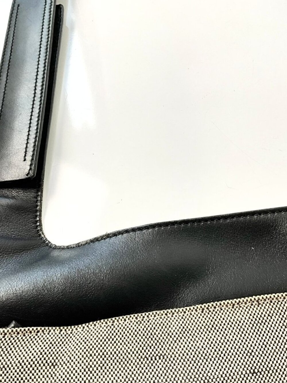 Vintage PRADA Canvas & Leather Crossbody Bag Black Beige Logo. Made in Italy - Picture 8 of 9